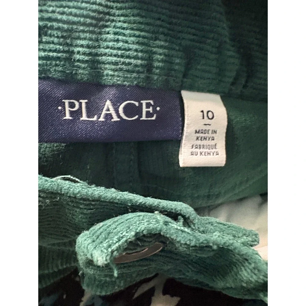 The Children's Place Corduroy Pants Boy 10 Hunter Green Straight Leg Adjustable